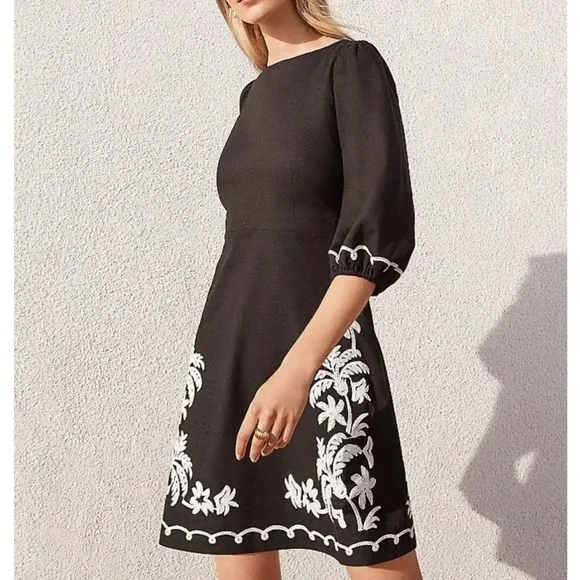 green emerald velvet dress Ann Taylor LOFT Navy Floral Embroidered Long Sleeve Dress  SilkRoll